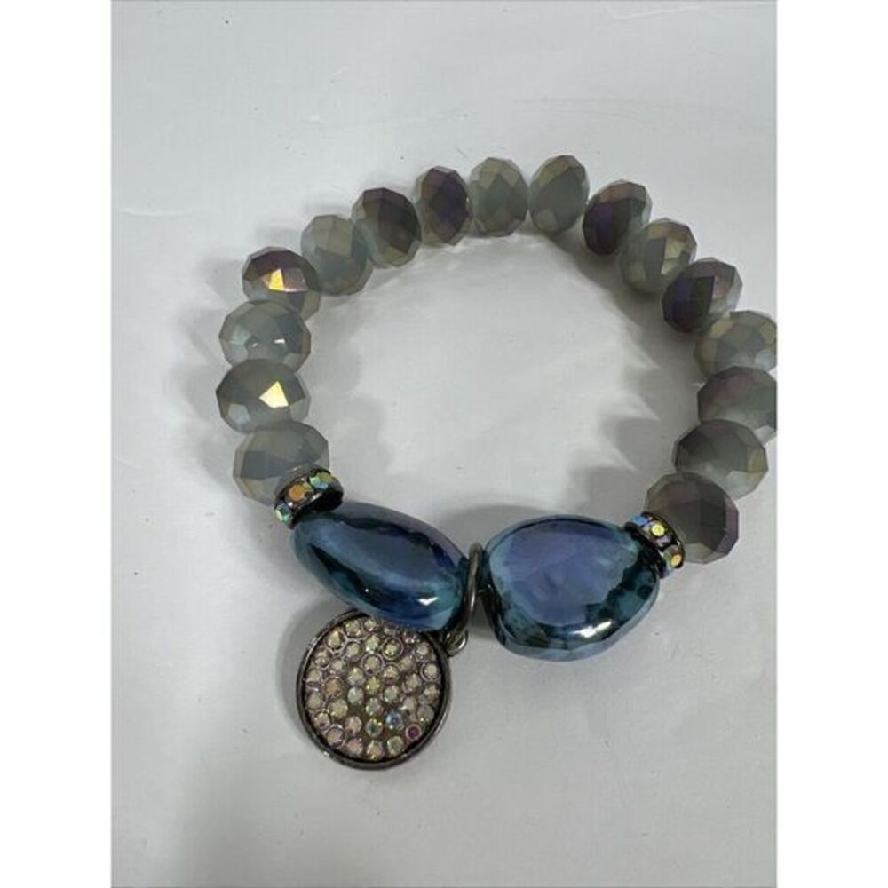 Aurora Borealis Faceted Crystal Glass Bead Stretch Bracelet